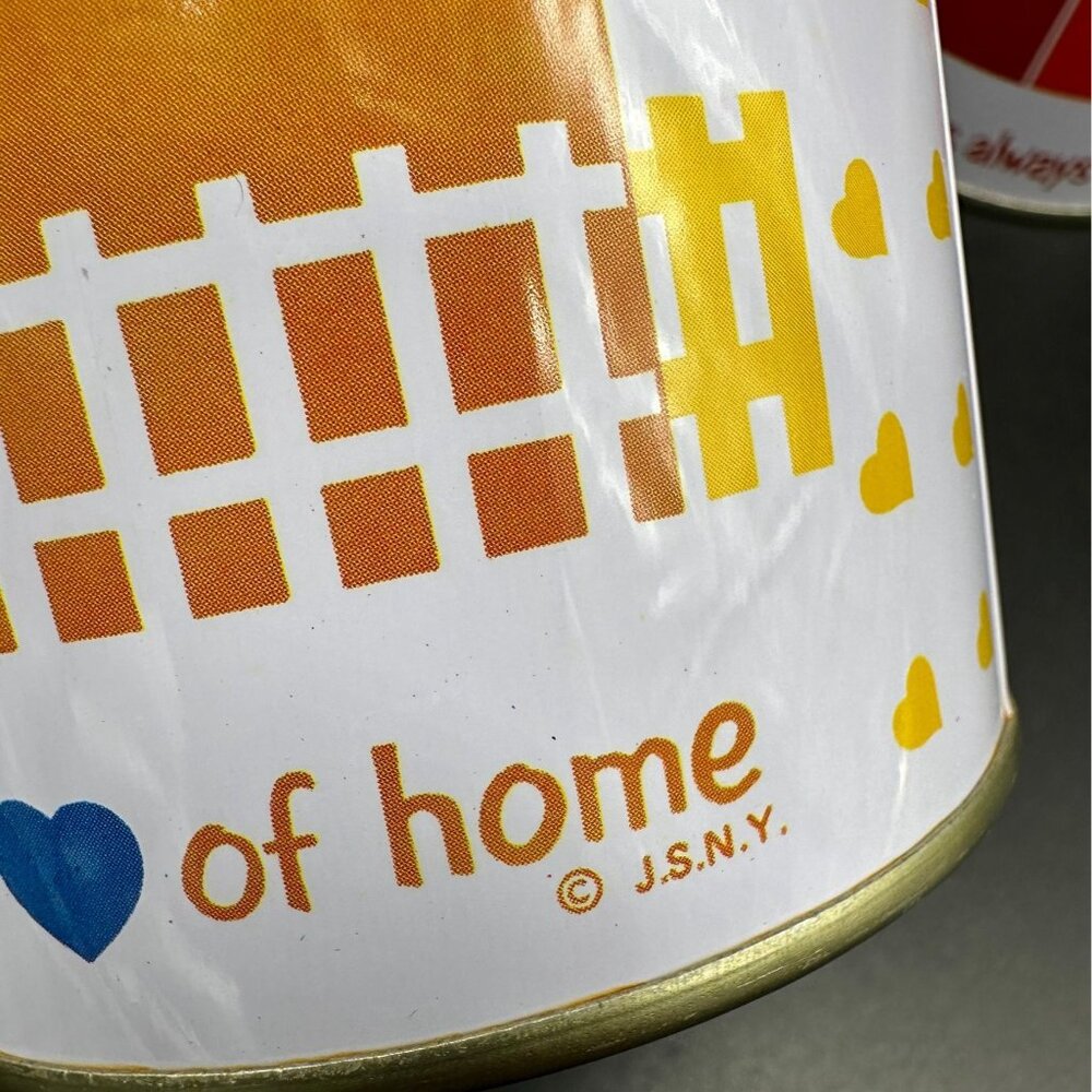 Vintage Metal Canister Set Heart Home 1980s JSNY Red Blue Yellow Cottagecore - Picture 9 of 9